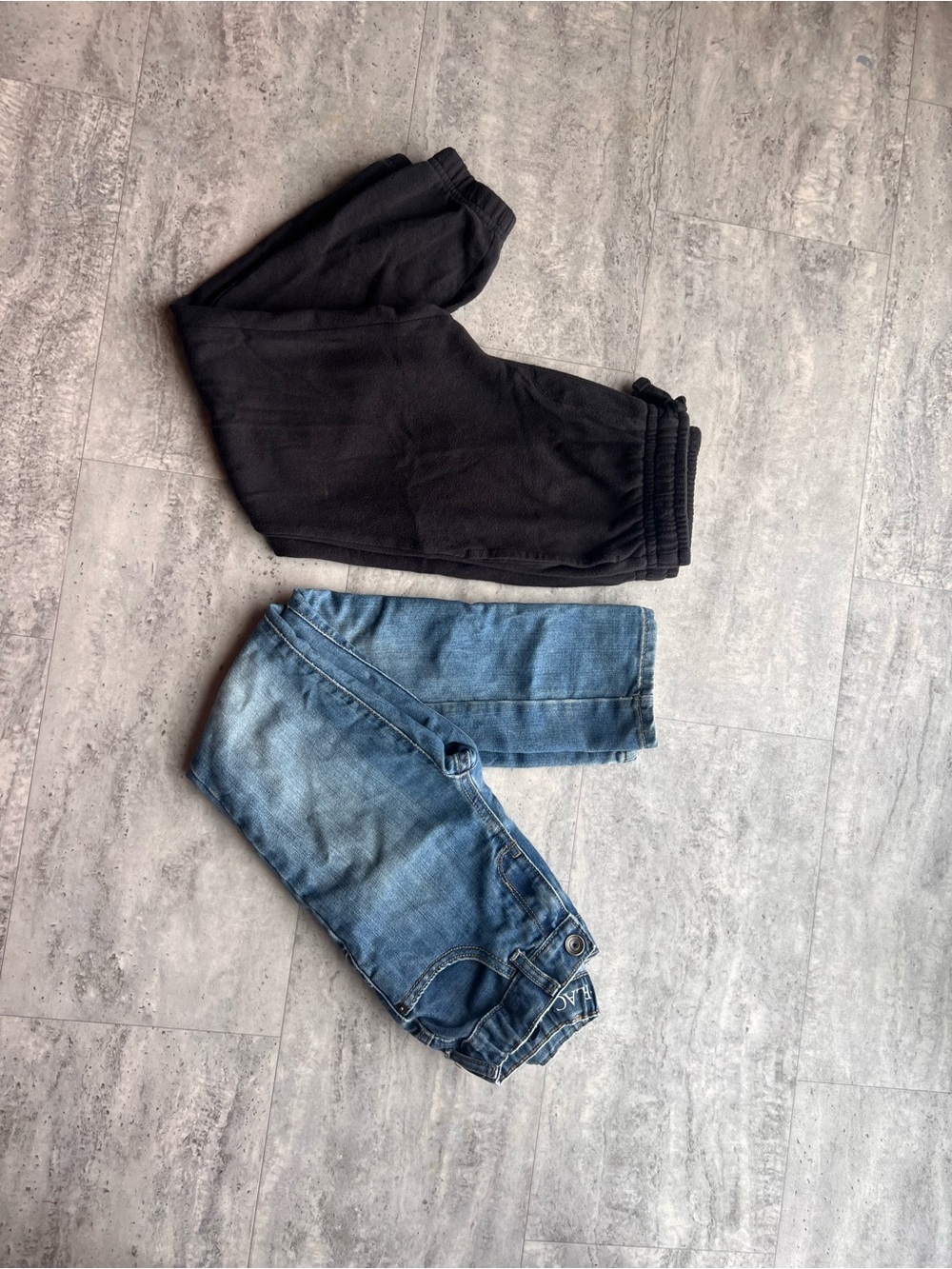 Black Jogger Pants and Blue Denim Jeans - Kids Bottoms